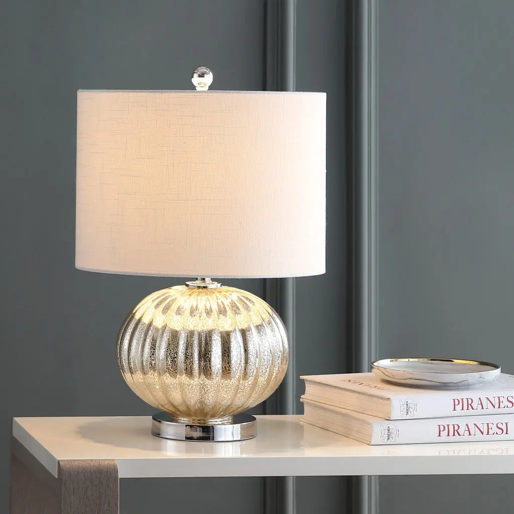 21" Silver Novelty Table Lamp With Globe Shade Homeroots Lighting