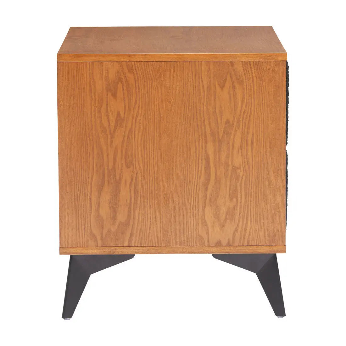 21" Walnut Wood and Steel Two Drawer Nightstand Homeroots