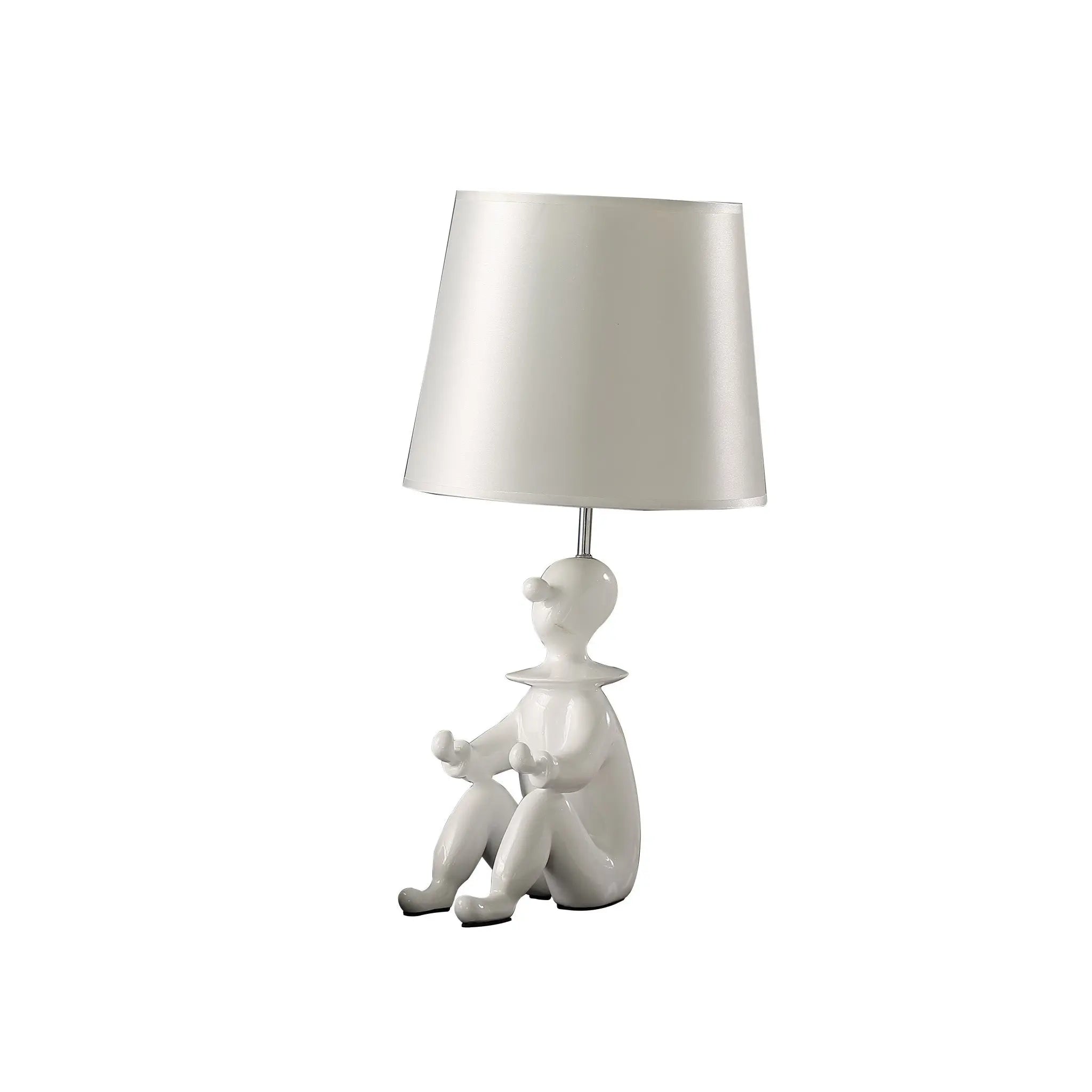 21" White Novelty Clown Table Lamp With White Empire Shade Homeroots Lighting