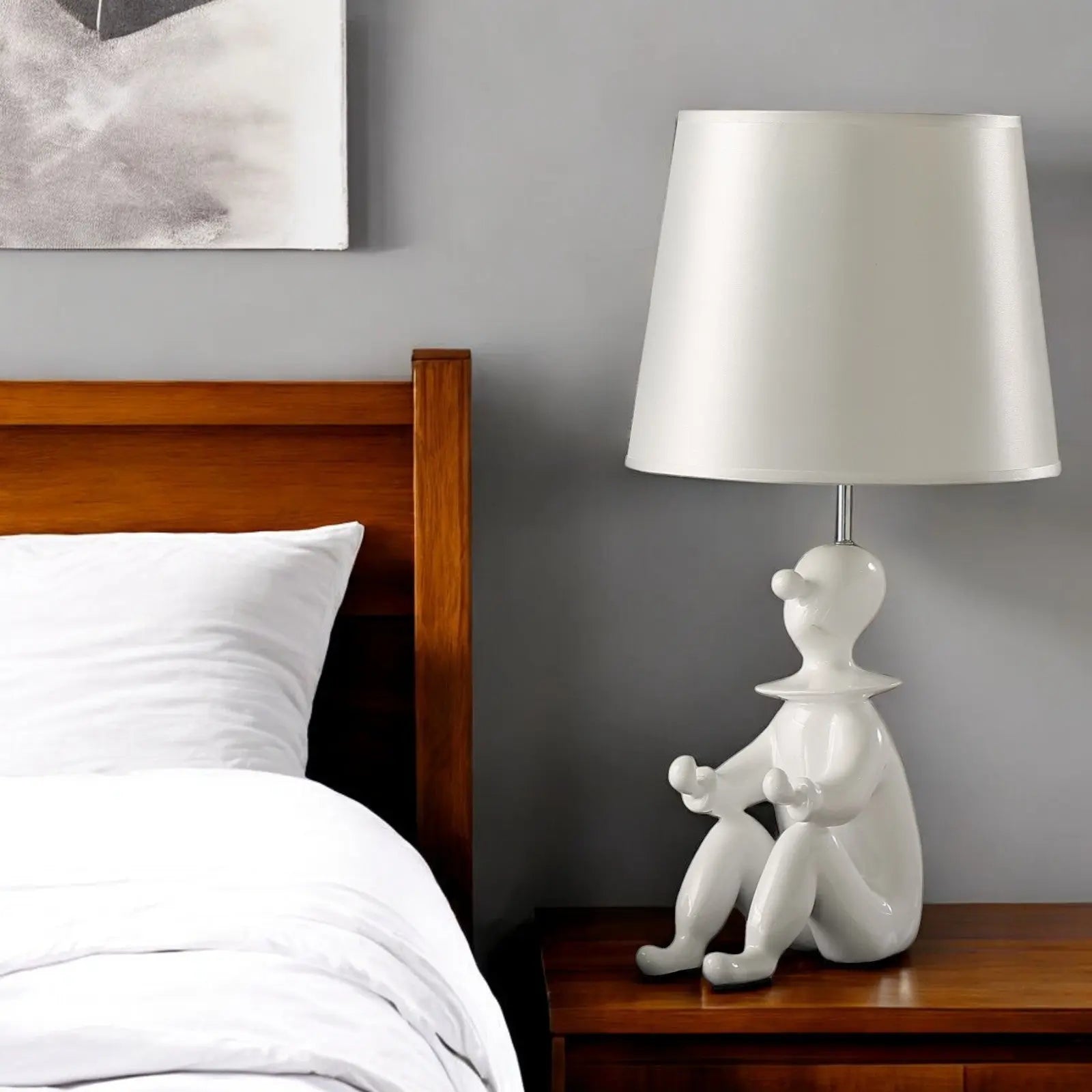 21" White Novelty Clown Table Lamp With White Empire Shade Homeroots Lighting