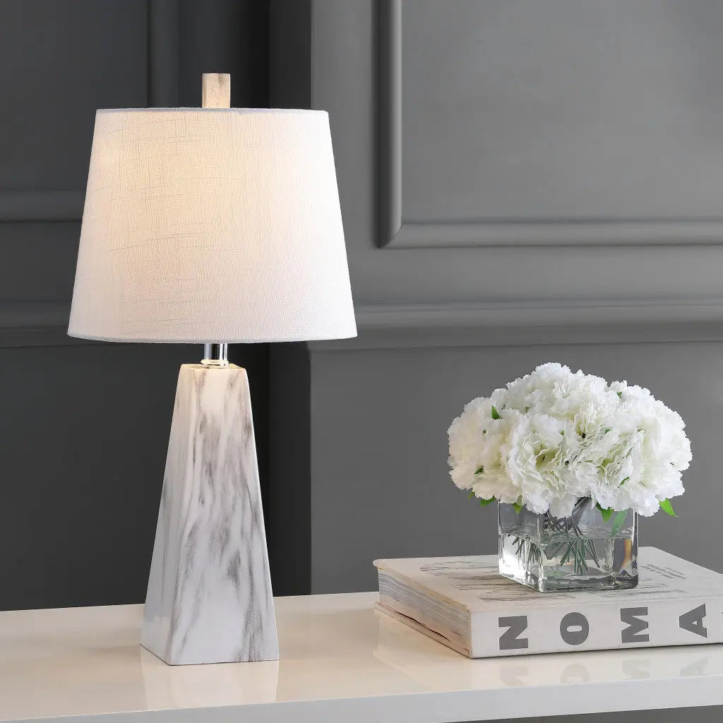21" White Novelty Table Lamp With Empire Shade Homeroots Lighting