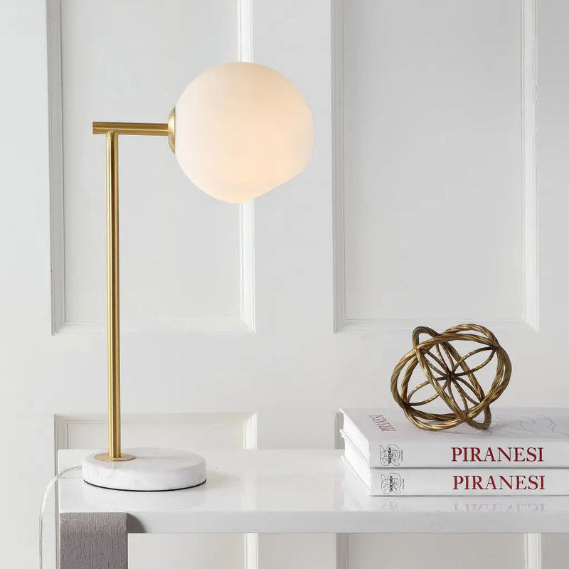 21" White Round Globe Lamp With Globe Shade Homeroots Lighting
