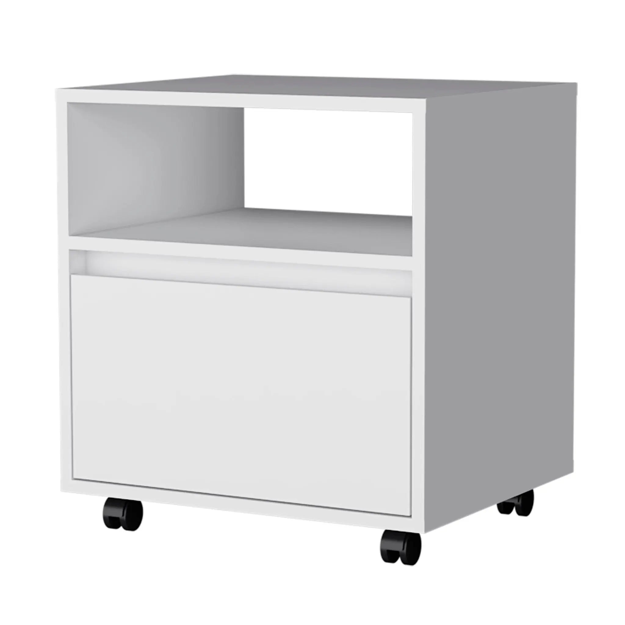 21" White Wood One Drawer Nightstand with Integrated Tech Homeroots Bed & Bath