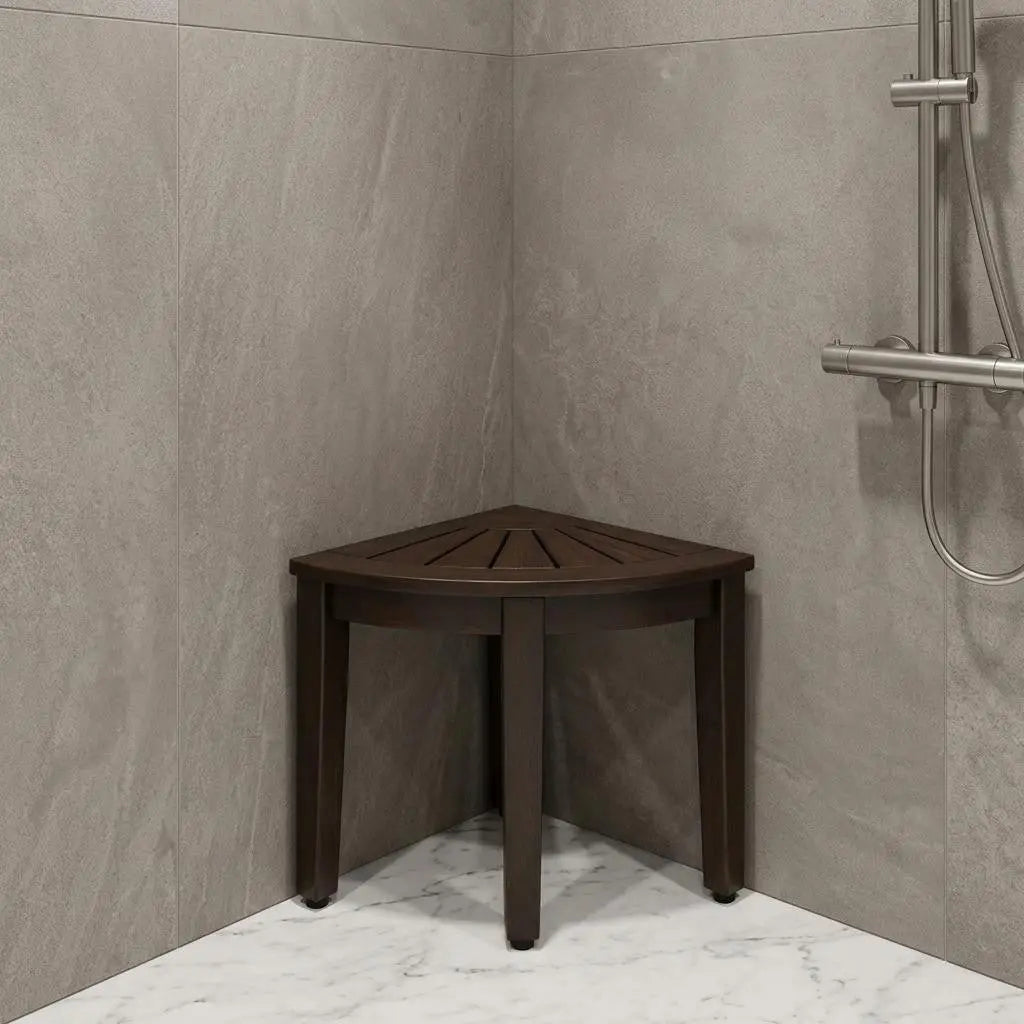 21" X 16" Brown Teak Corner Rectangular Shower Bench Homeroots Bed & Bath