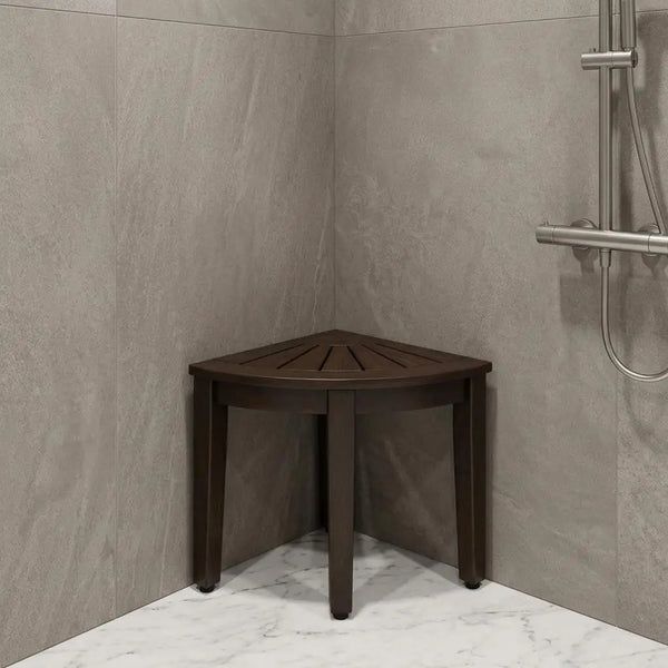 21" X 16" Brown Teak Corner Rectangular Shower Bench Homeroots Bed & Bath