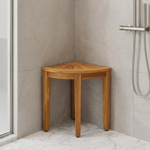 21" X 16" Brown Teak Corner Shower Bench Homeroots Bed & Bath