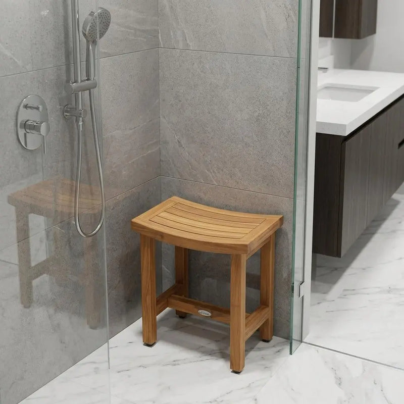 21" X 18" Brown Teak Rectangular Shower Bench Homeroots Bed & Bath