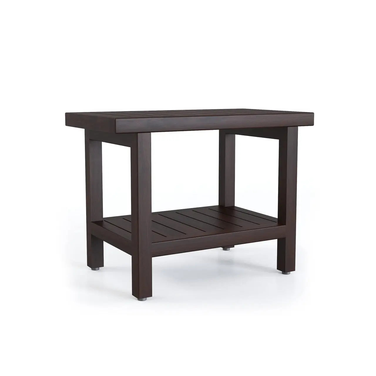 21" X 24" Brown Teak Rectangular Shower Bench With Shelf Homeroots Bed & Bath