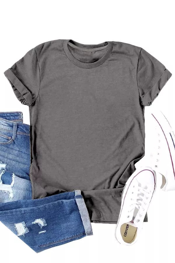 Solid Color Crew Neck Tee Stay Warm in Style