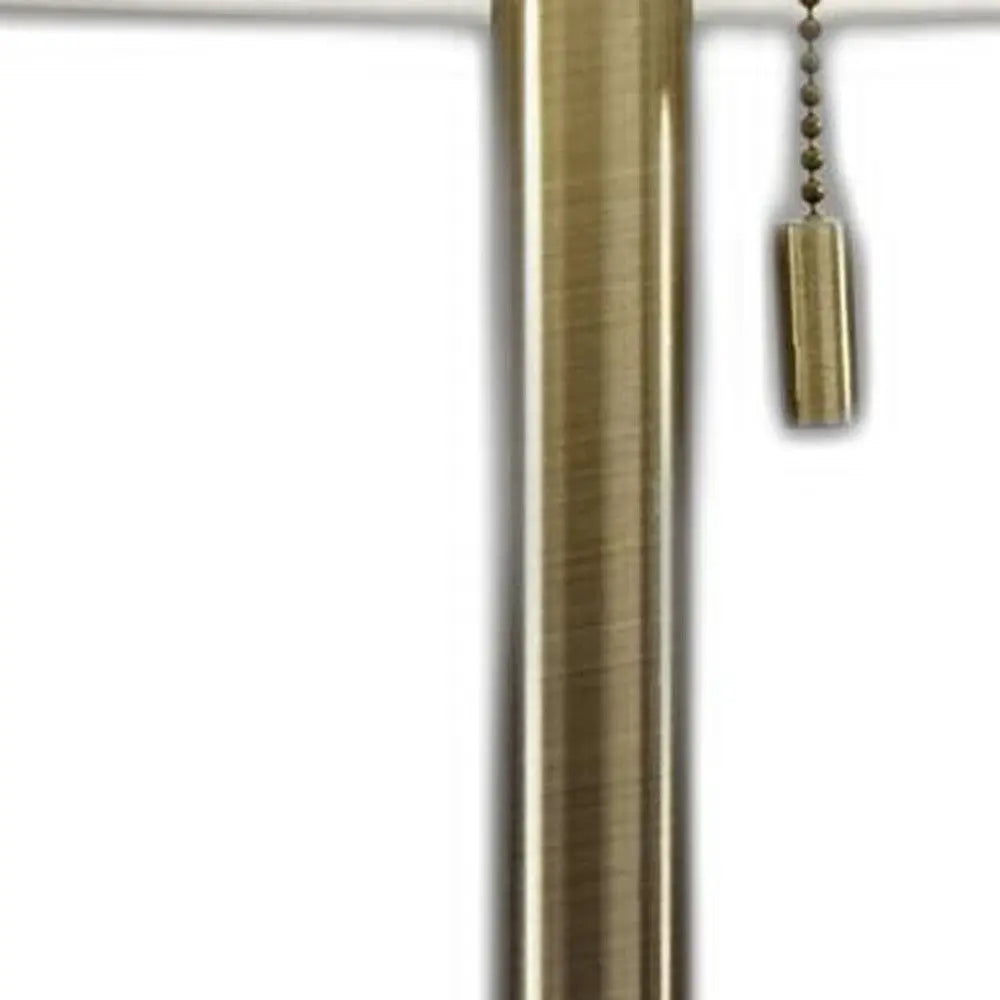 22" Antiqued Brass Metal Cylinder Table Lamp With Off White Drum Shade Homeroots Lighting