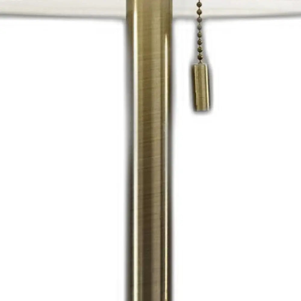 22" Antiqued Brass Metal Cylinder Table Lamp With Off White Drum Shade Homeroots Lighting