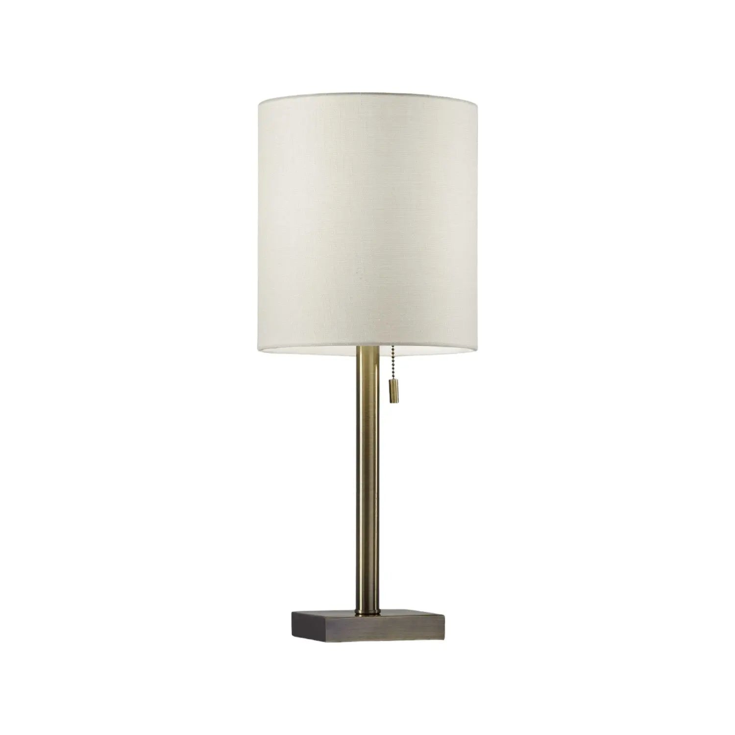 22" Antiqued Brass Metal Cylinder Table Lamp With Off White Drum Shade Homeroots Lighting