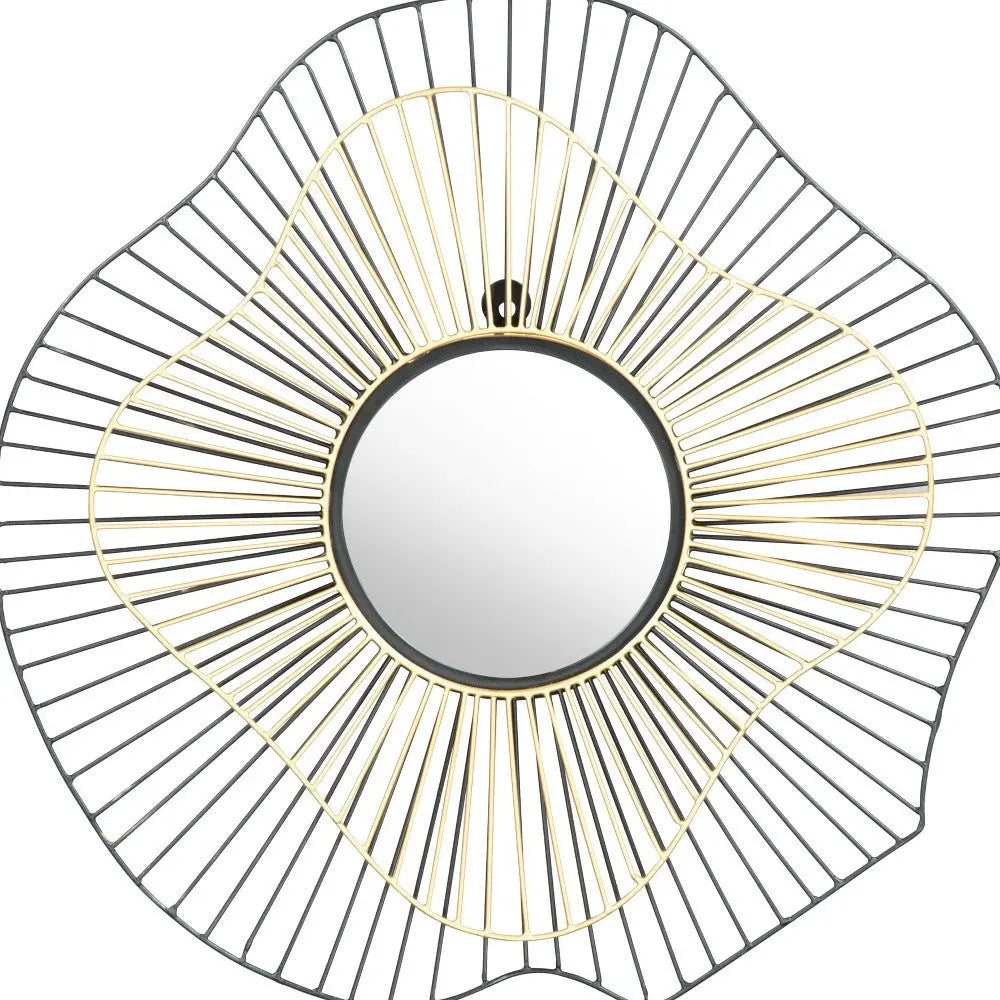 22" Black Abstract Metal Framed Accent Mirror - GreatEagleInc