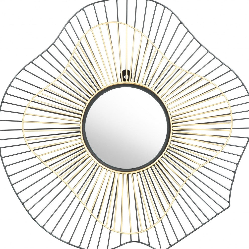 22" Black Abstract Metal Framed Accent Mirror - GreatEagleInc