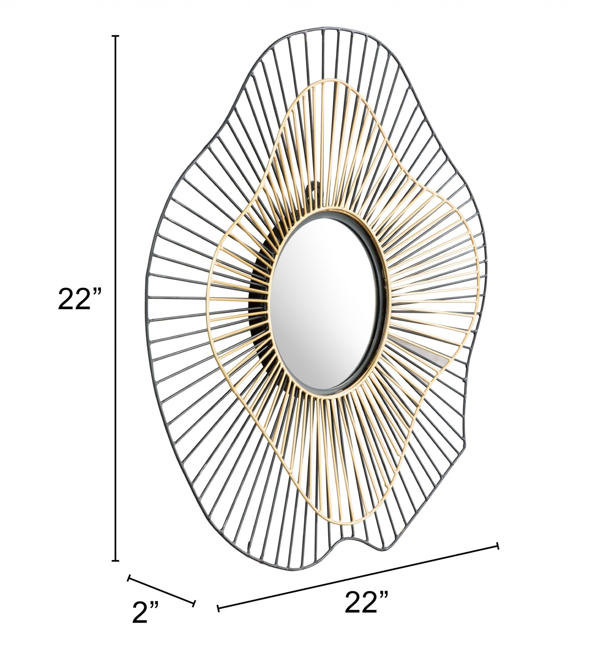 22" Black Abstract Metal Framed Accent Mirror - GreatEagleInc