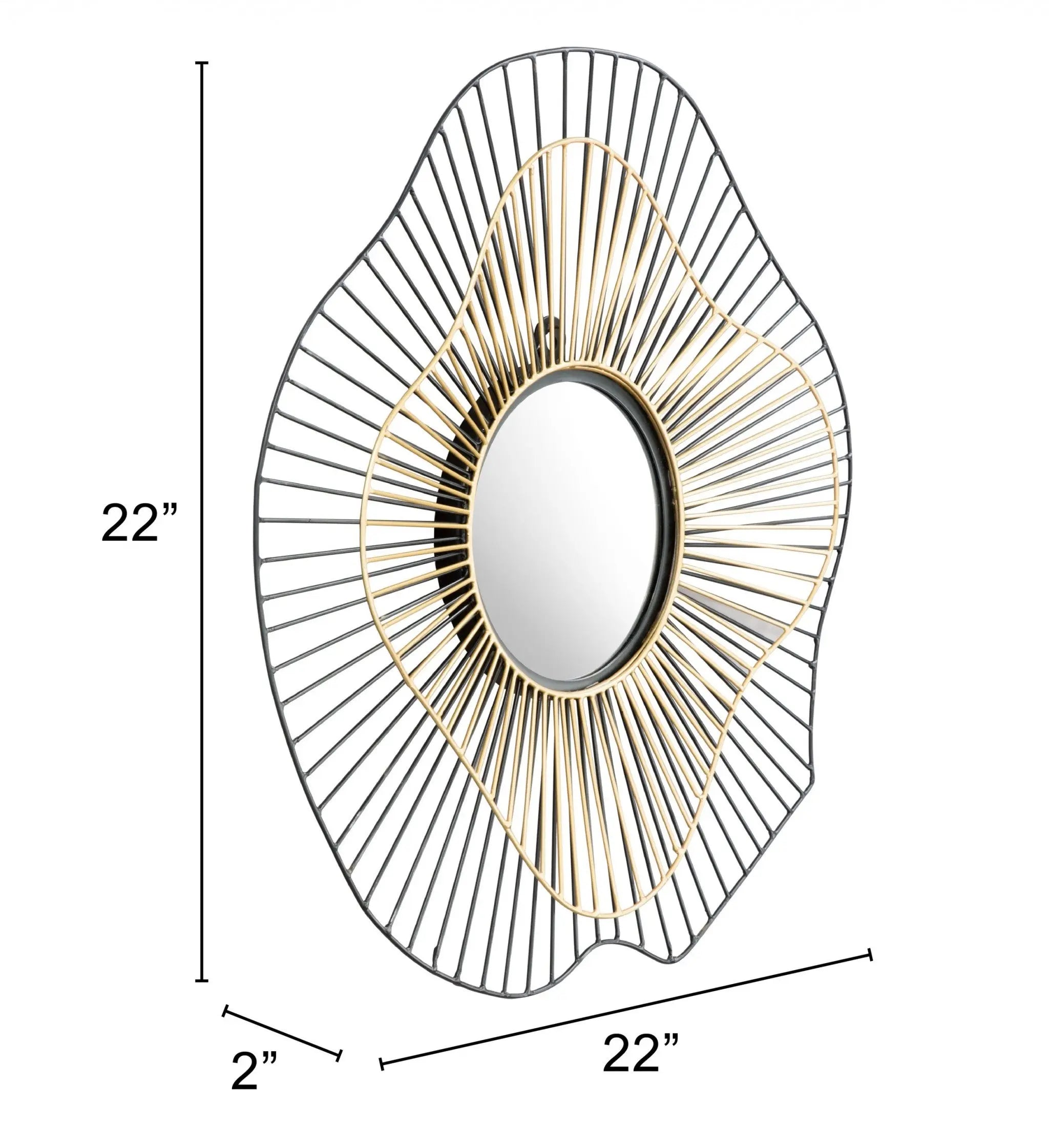 22" Black Abstract Metal Framed Accent Mirror - GreatEagleInc