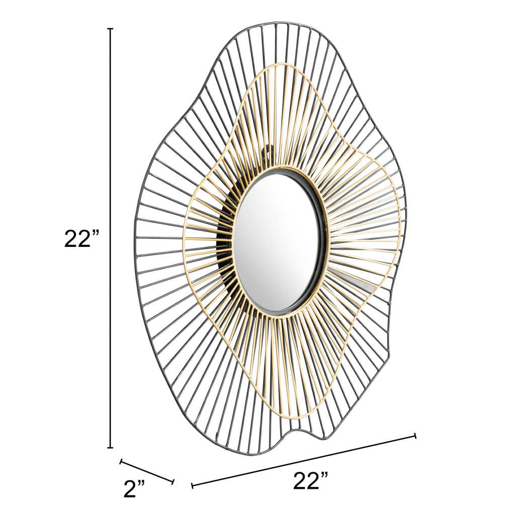 22" Black Abstract Metal Framed Accent Mirror - GreatEagleInc