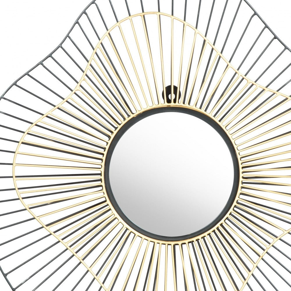 22" Black Abstract Metal Framed Accent Mirror - GreatEagleInc