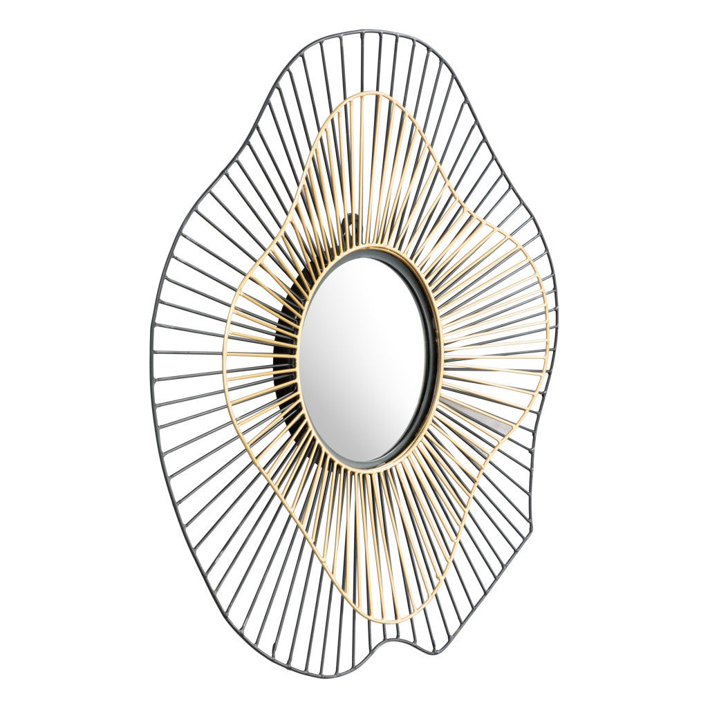22" Black Abstract Metal Framed Accent Mirror - GreatEagleInc