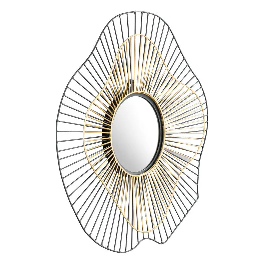 22" Black Abstract Metal Framed Accent Mirror - GreatEagleInc