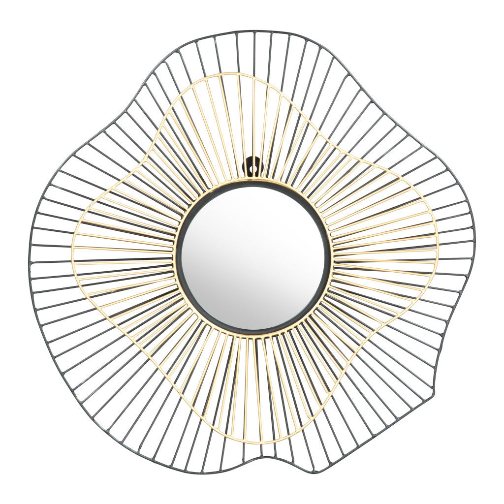 22" Black Abstract Metal Framed Accent Mirror - GreatEagleInc