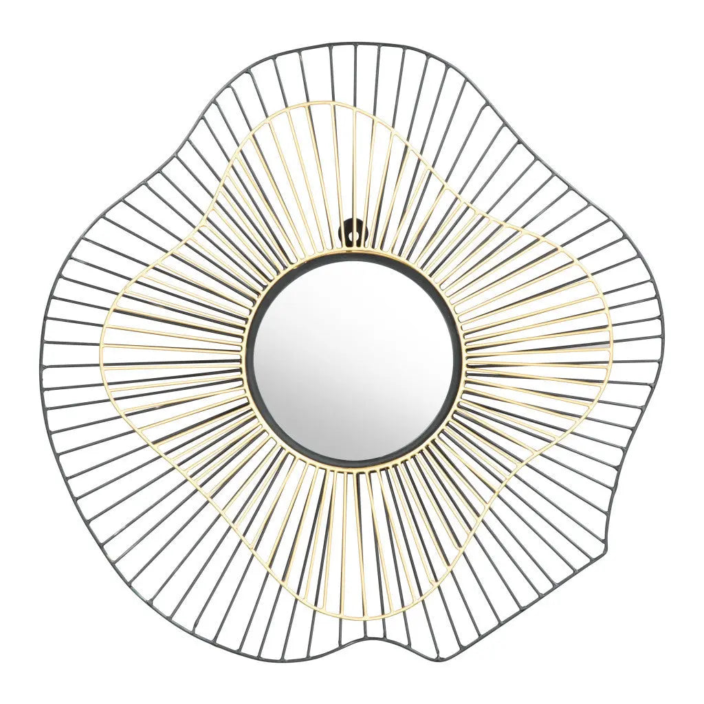 22" Black Abstract Metal Framed Accent Mirror - GreatEagleInc