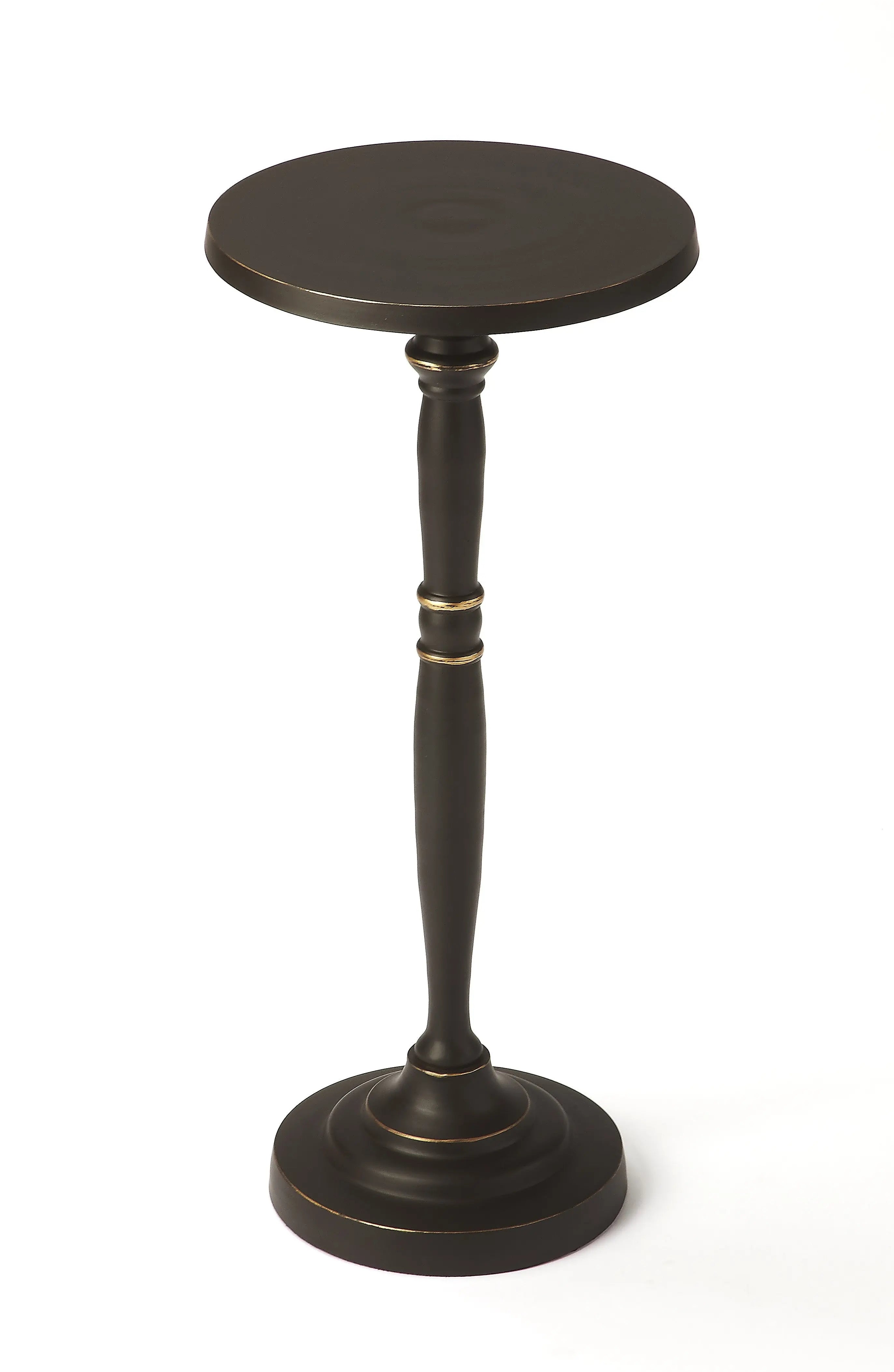 22" Black Aluminum Round Drink Size Pedestal End Table - GreatEagleInc