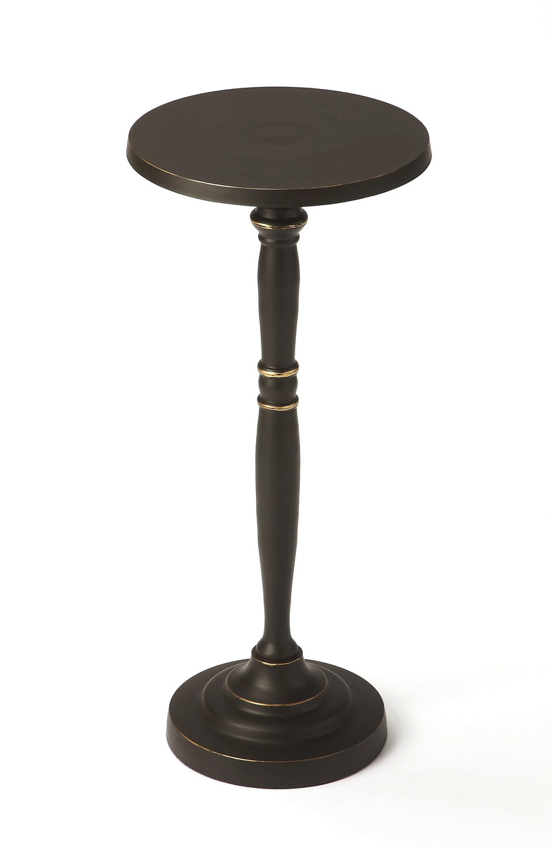 22" Black Aluminum Round Drink Size Pedestal End Table - GreatEagleInc