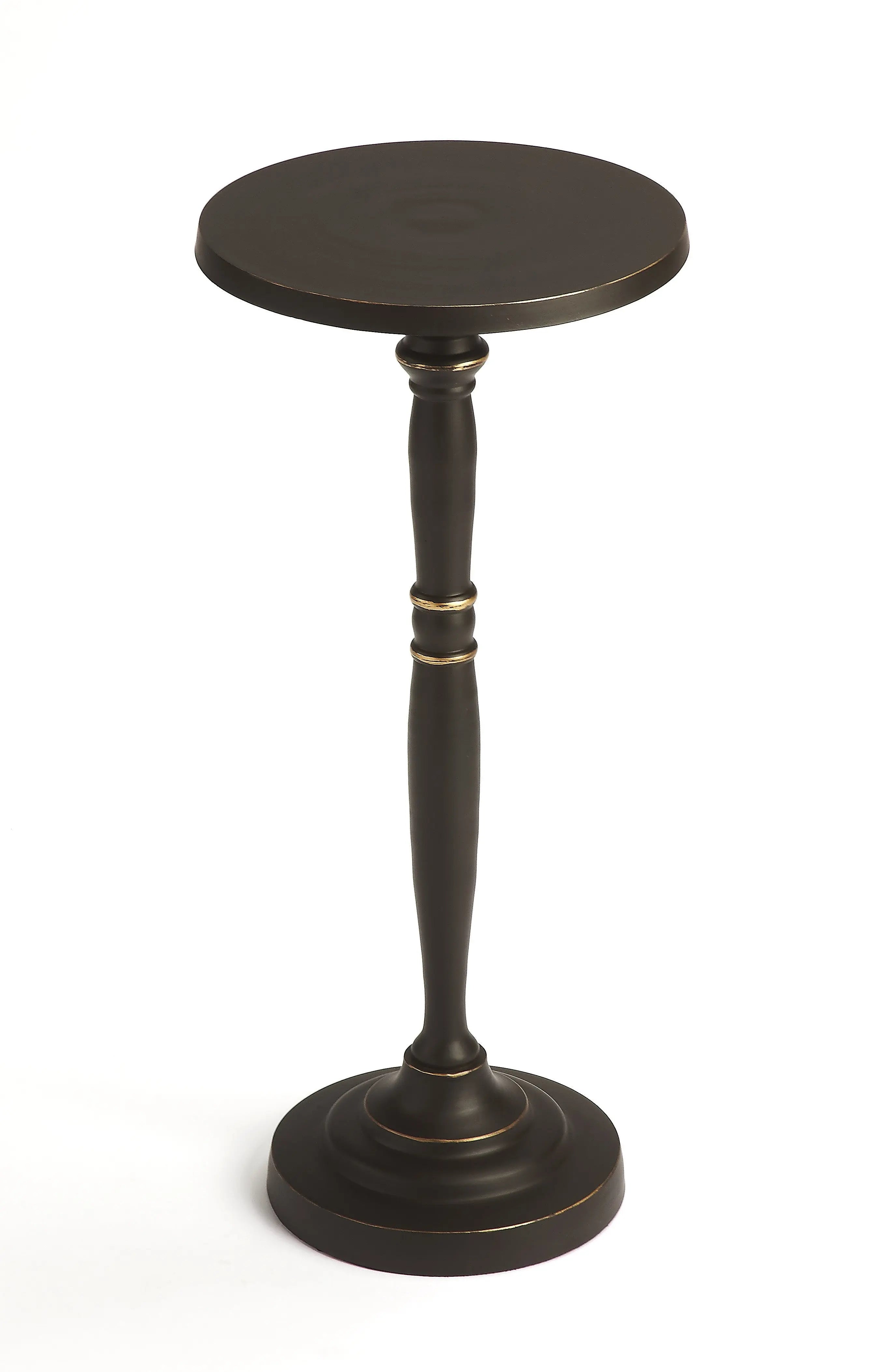 22" Black Aluminum Round Drink Size Pedestal End Table - GreatEagleInc