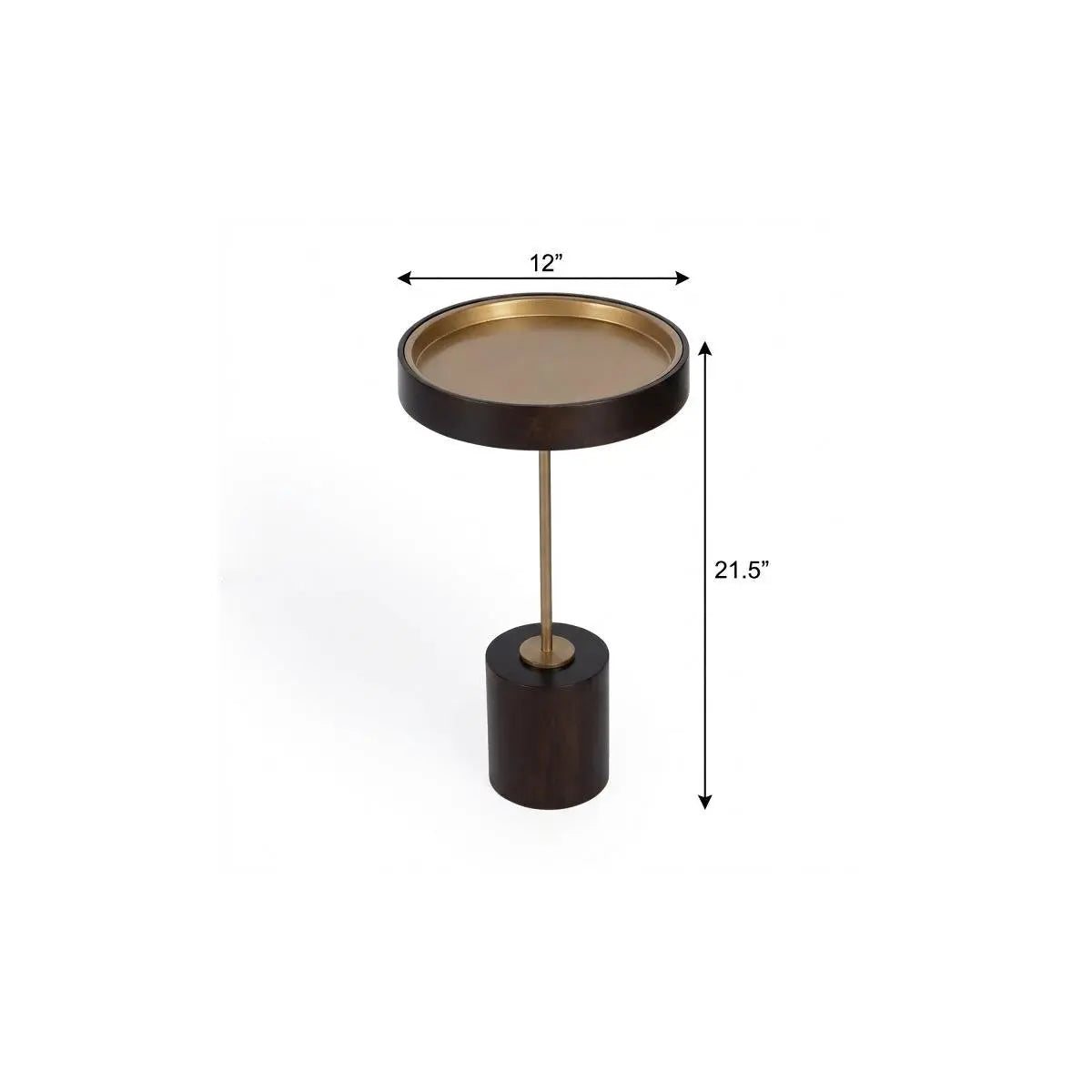 22" Black And Rosegold Solid Wood Round End Table Homeroots Living Room