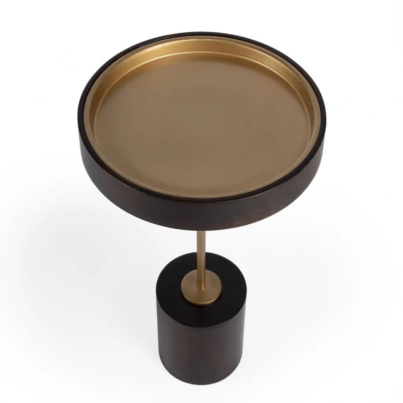 22" Black And Rosegold Solid Wood Round End Table Homeroots Living Room