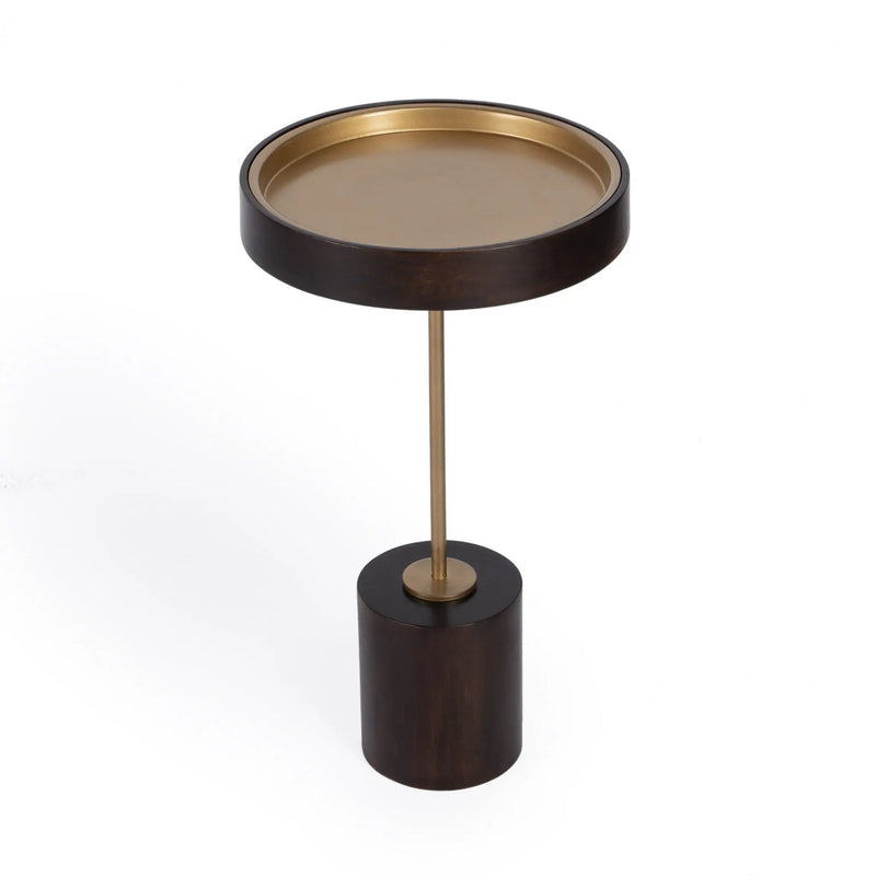 22" Black And Rosegold Solid Wood Round End Table Homeroots Living Room