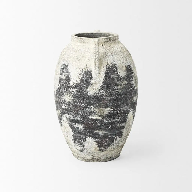 22" Black And White Ombre Ceramic Amphora Floor Vase Homeroots Home Decor