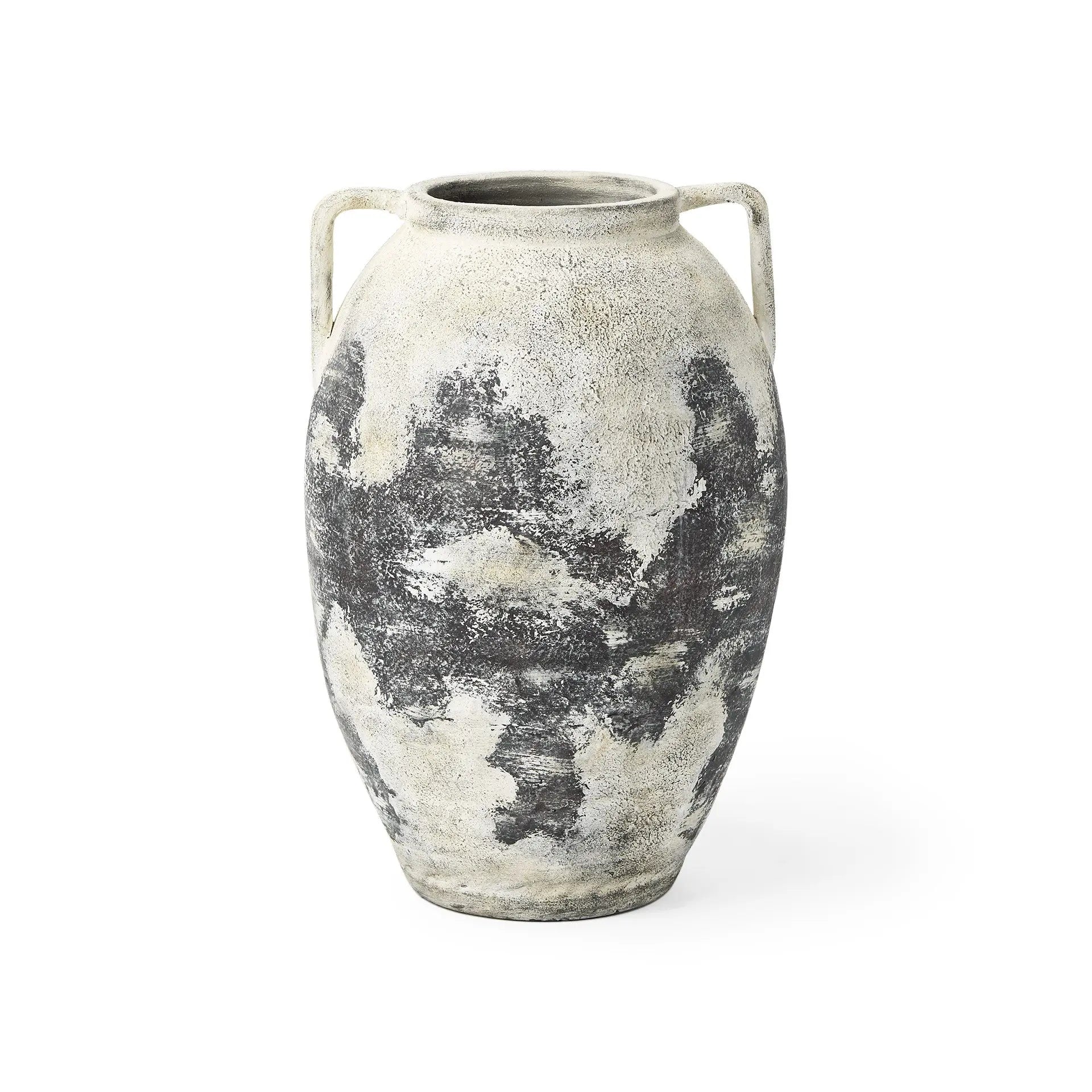 22" Black And White Ombre Ceramic Amphora Floor Vase Homeroots Home Decor