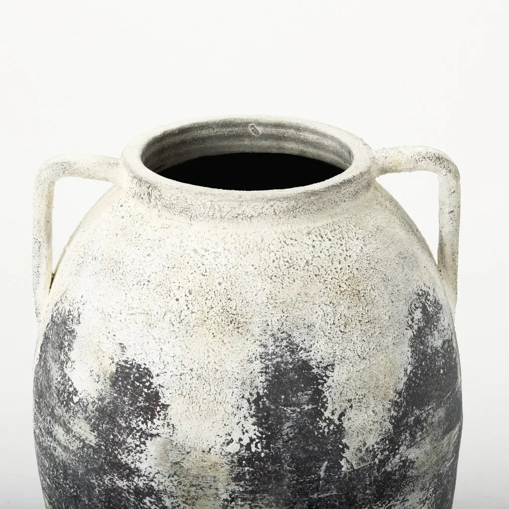 22" Black And White Ombre Ceramic Amphora Floor Vase Homeroots Home Decor