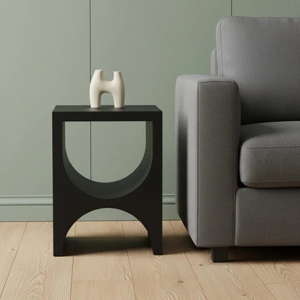 22" Black Iron Square Sled End Table Homeroots Living Room