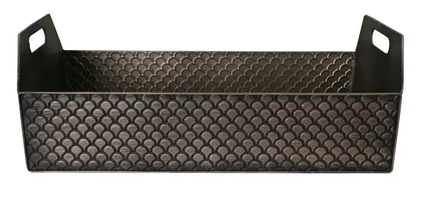 22" Black Metal Container w/Scale Pattern Wald Imports, Ltd.