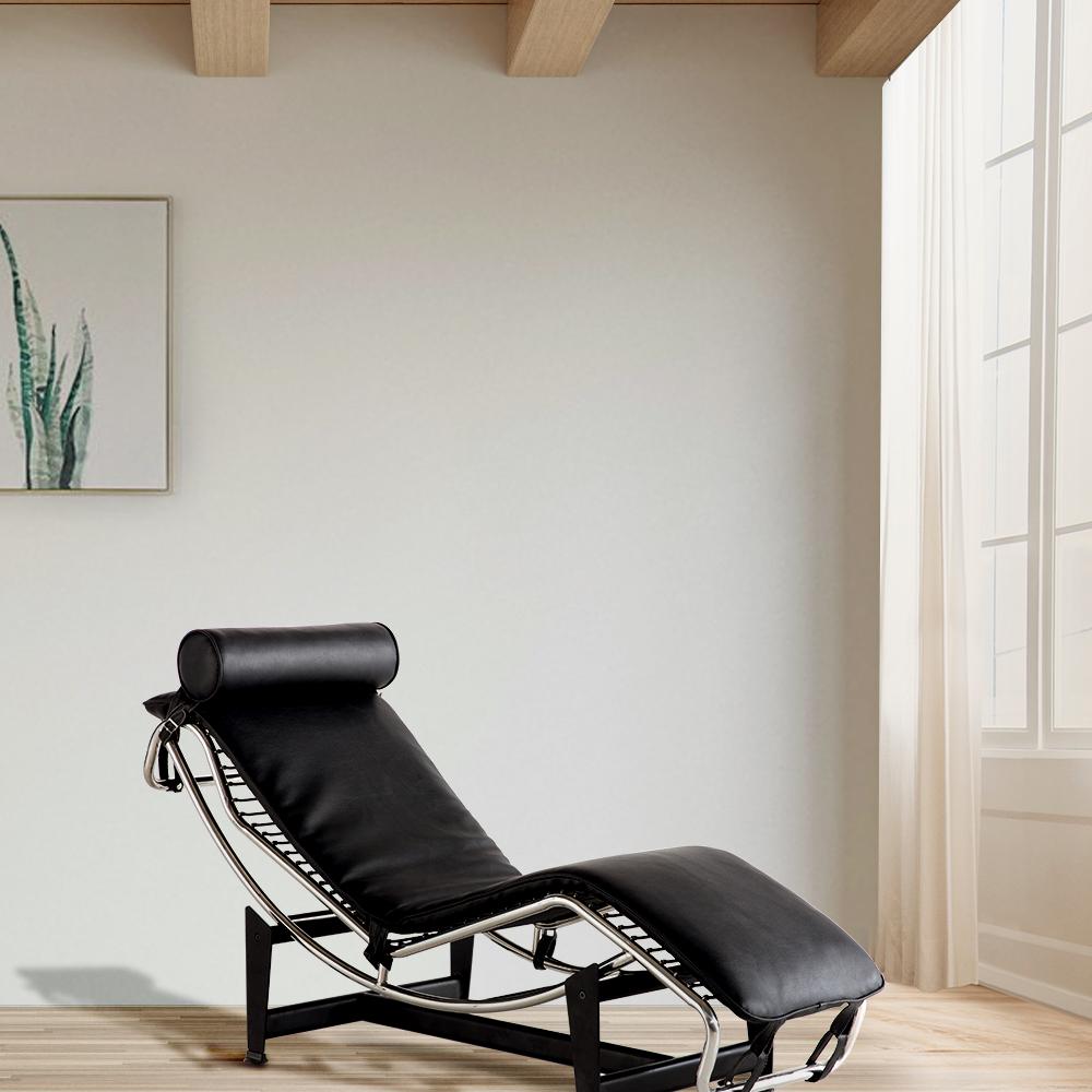 22" Black Tufted Genuine Cowhide and Metal Lounge Chair And Toss Pillow Homeroots Living Room