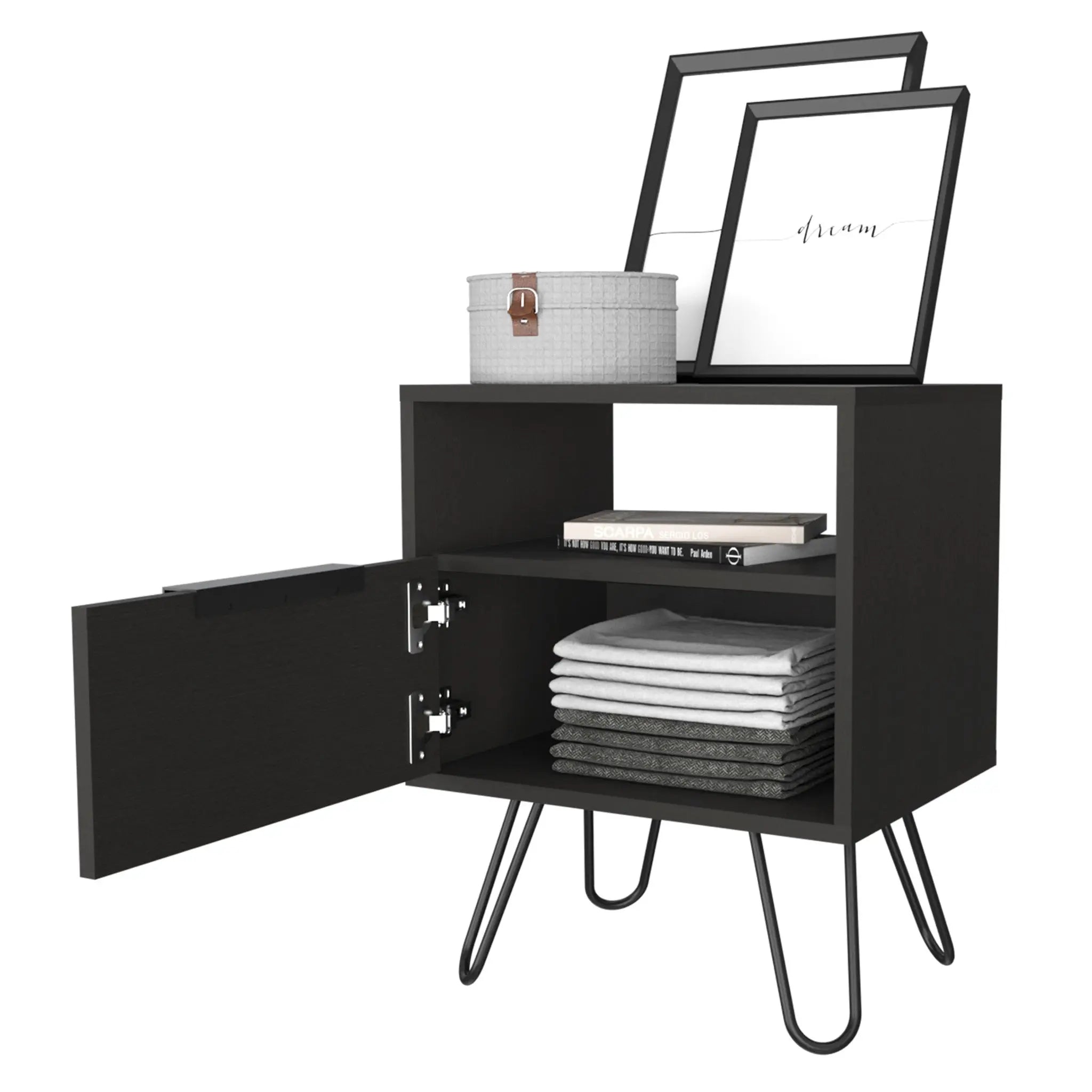 22" Black Wood Nightstand Homeroots Bed & Bath