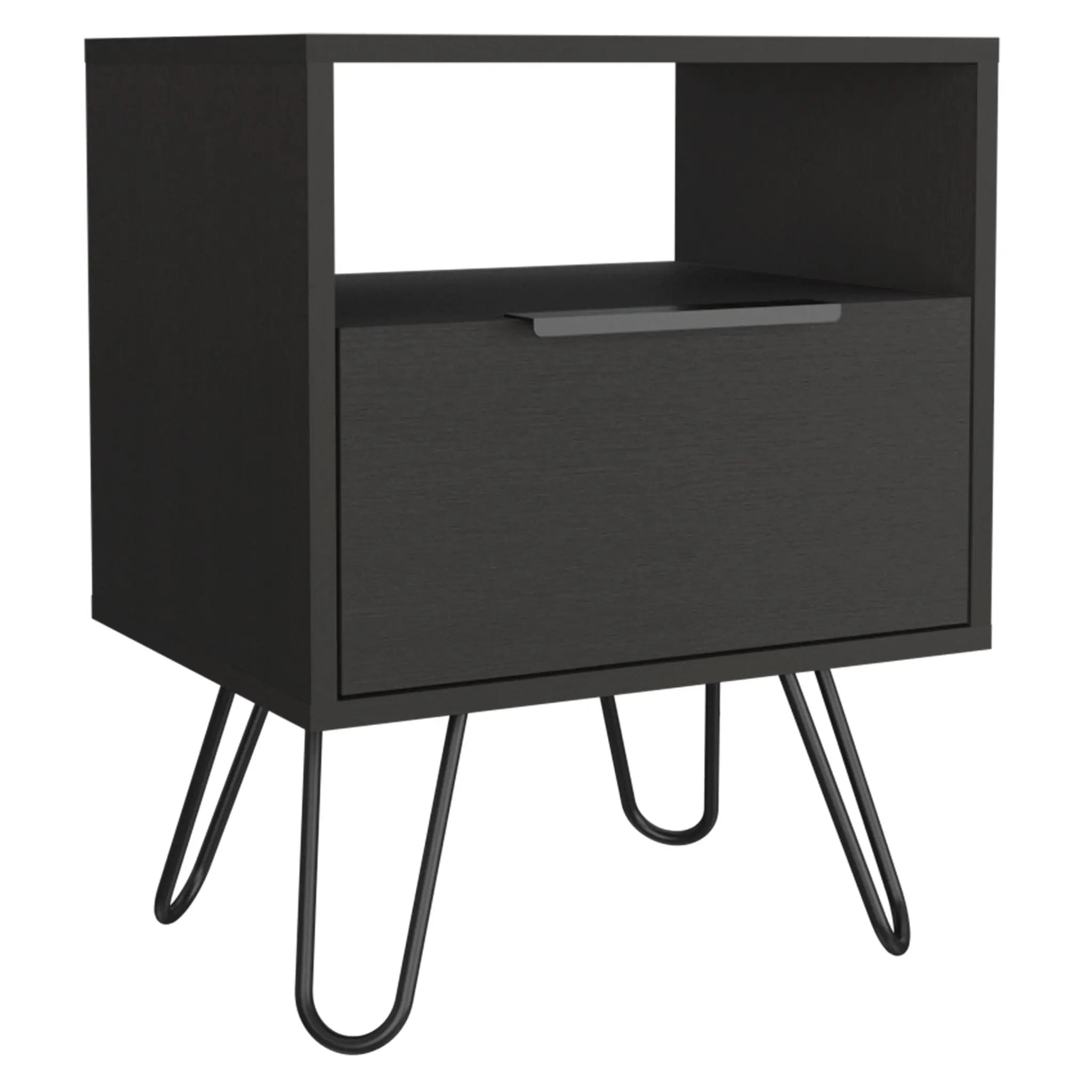 22" Black Wood Nightstand Homeroots Bed & Bath