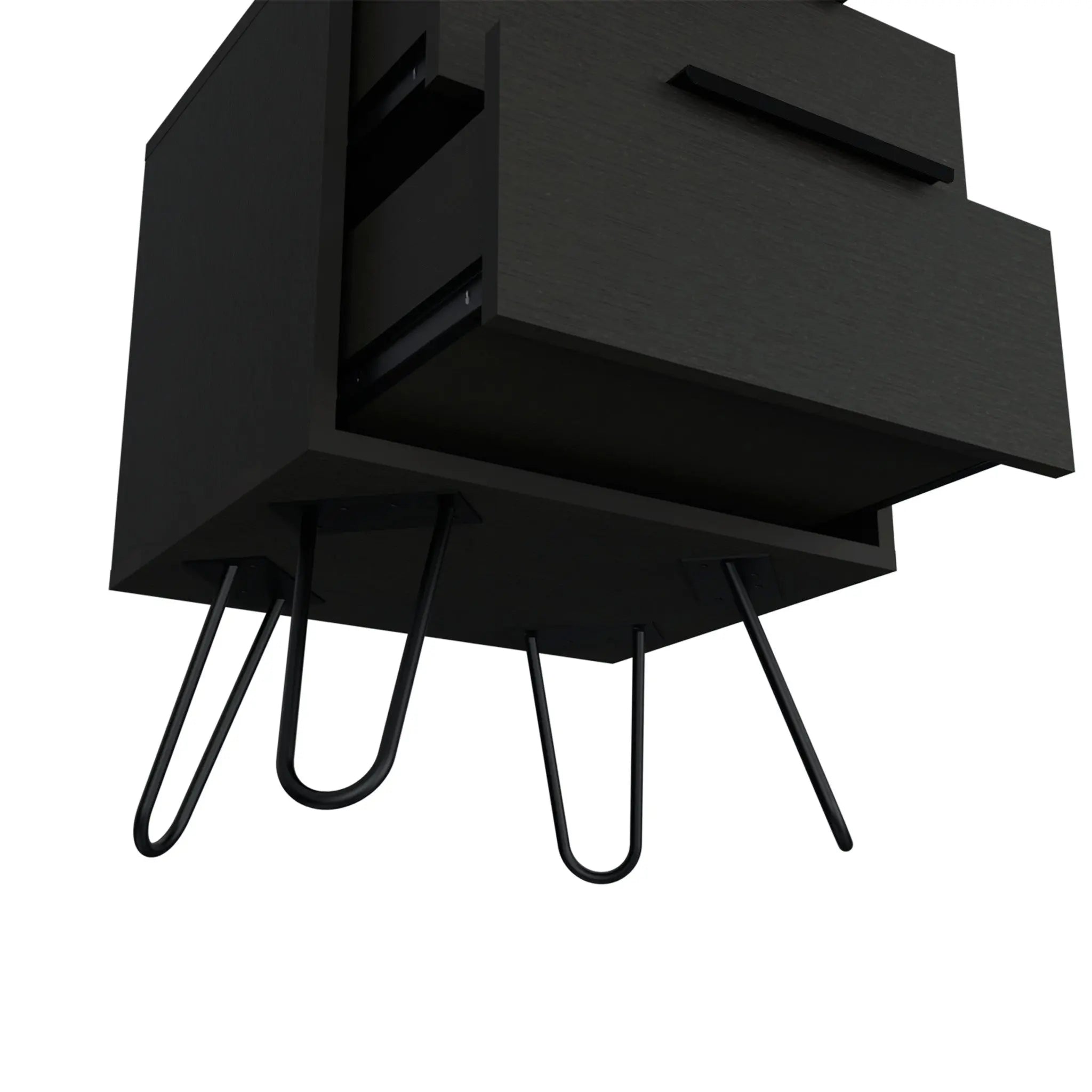 22" Black Wood Two Drawer Nightstand Homeroots Bed & Bath