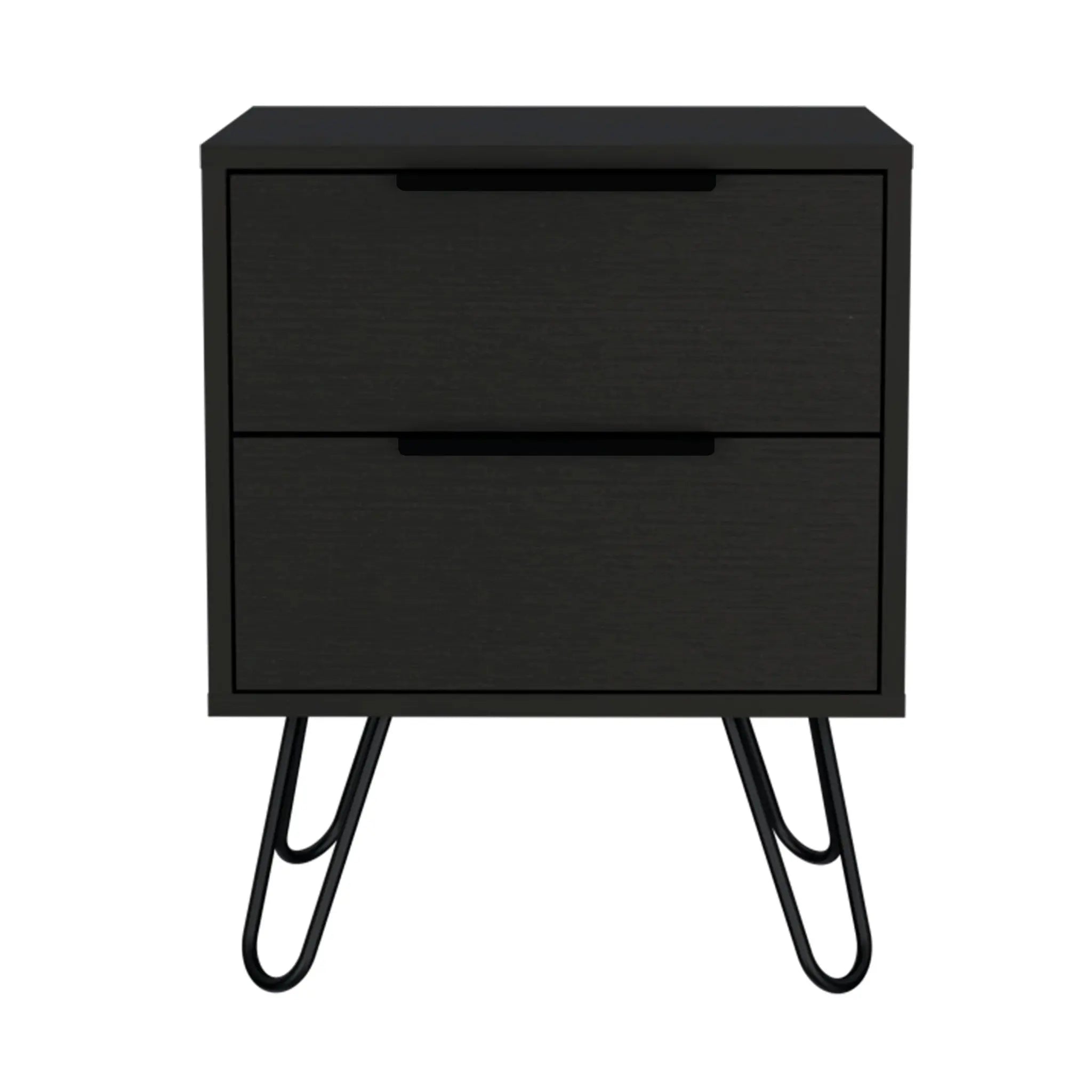 22" Black Wood Two Drawer Nightstand Homeroots Bed & Bath