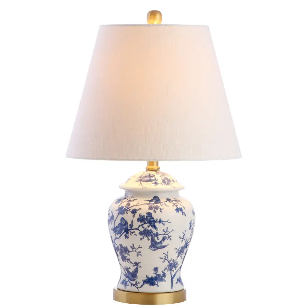 22" Blue Gold And White Urn Table Lamp With Empire Shade Homeroots Lighting