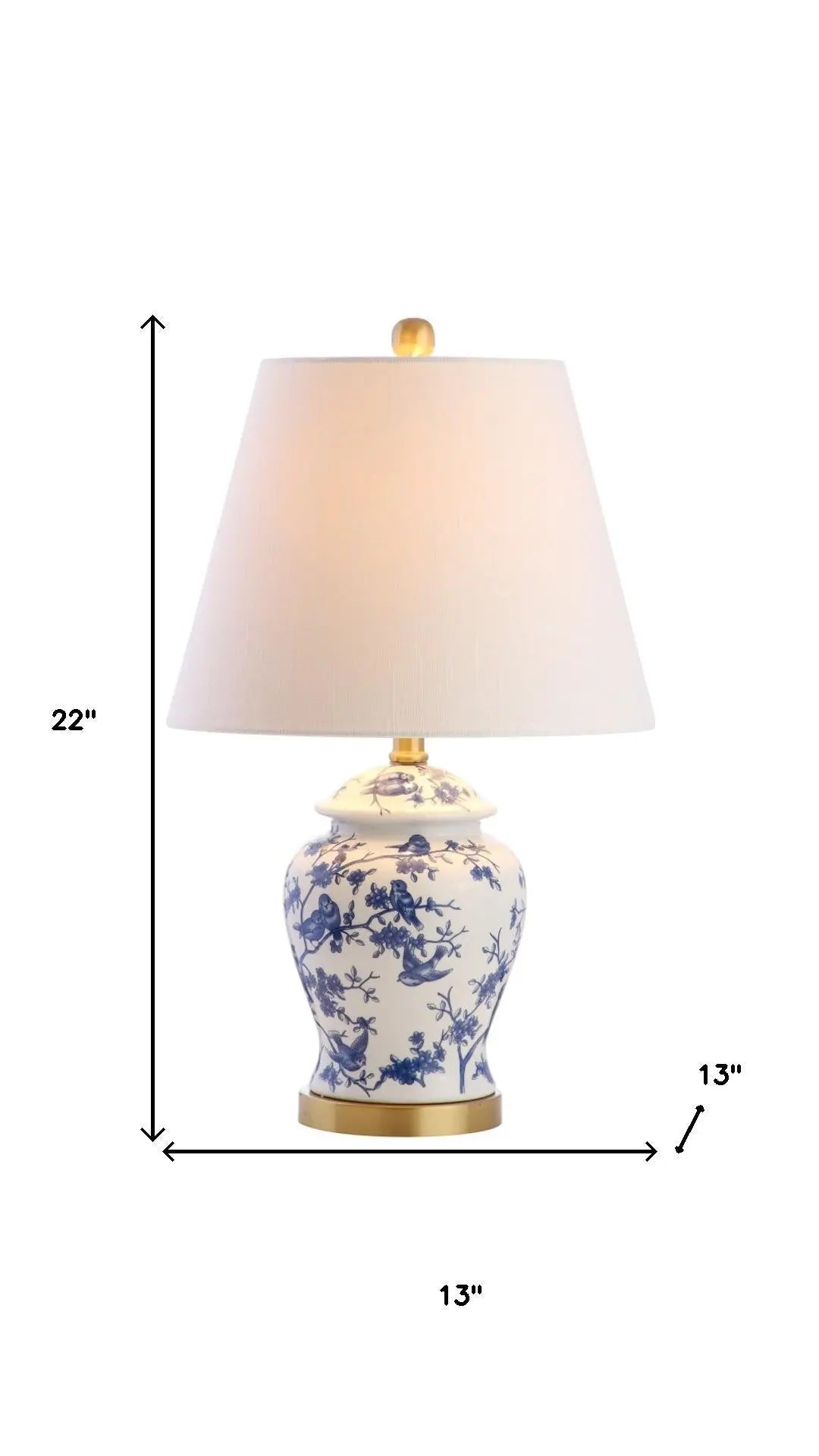 22" Blue Gold And White Urn Table Lamp With Empire Shade Homeroots Lighting