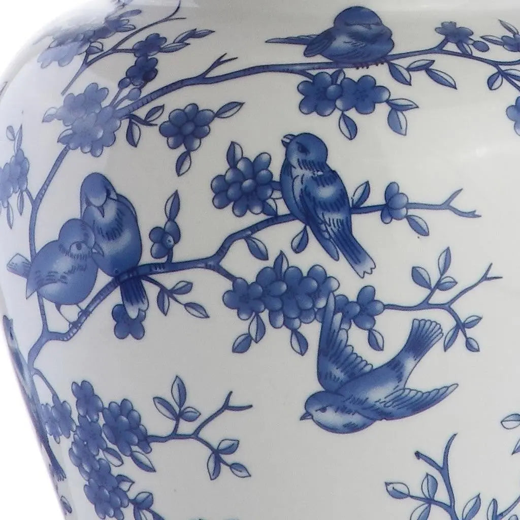 22" Blue Gold And White Urn Table Lamp With Empire Shade Homeroots Lighting