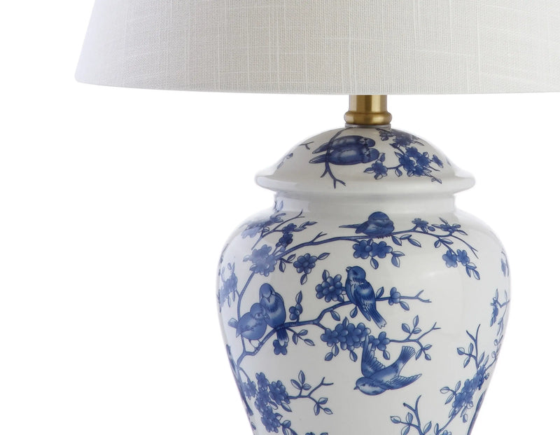 22" Blue Gold And White Urn Table Lamp With Empire Shade Homeroots Lighting