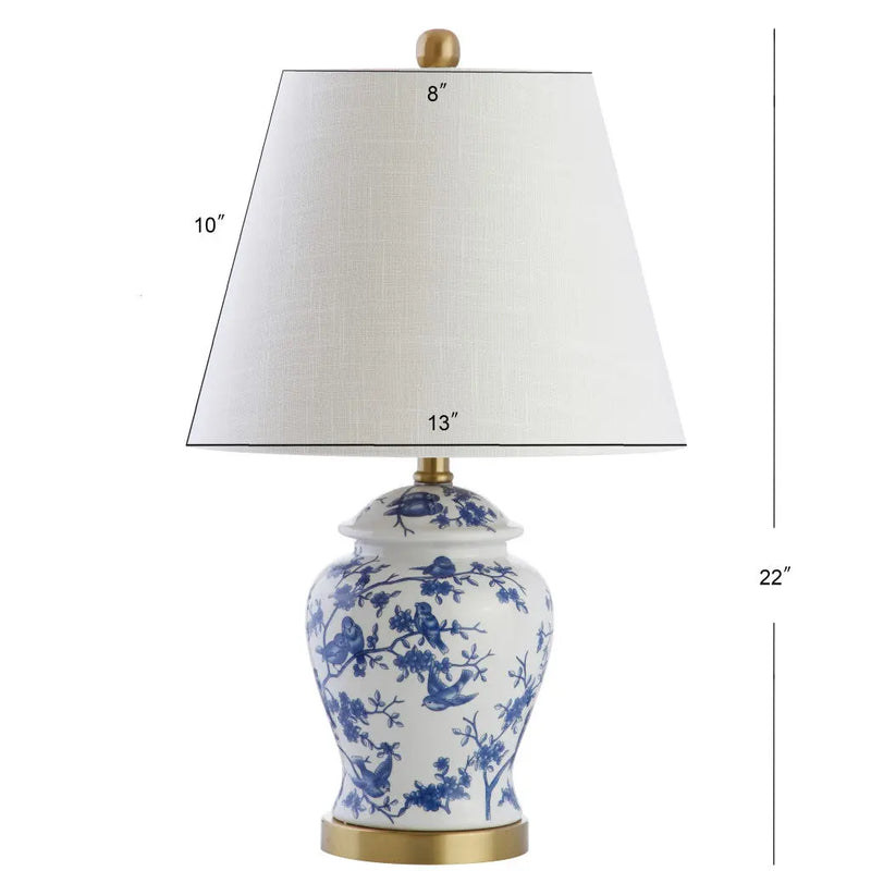 22" Blue Gold And White Urn Table Lamp With Empire Shade Homeroots Lighting