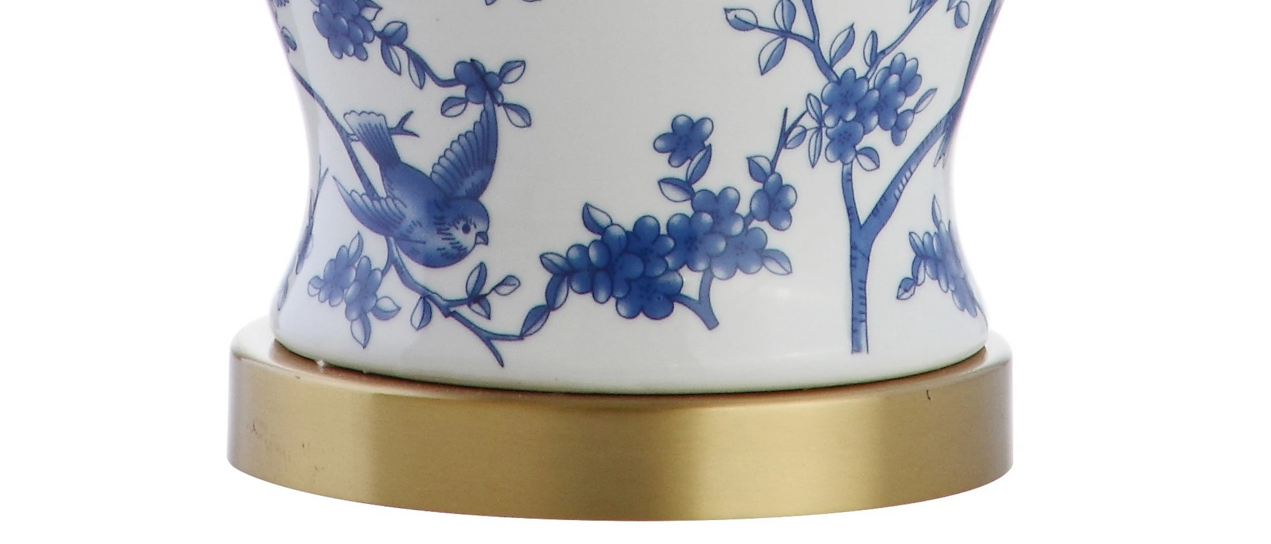 22" Blue Gold And White Urn Table Lamp With Empire Shade Homeroots Lighting