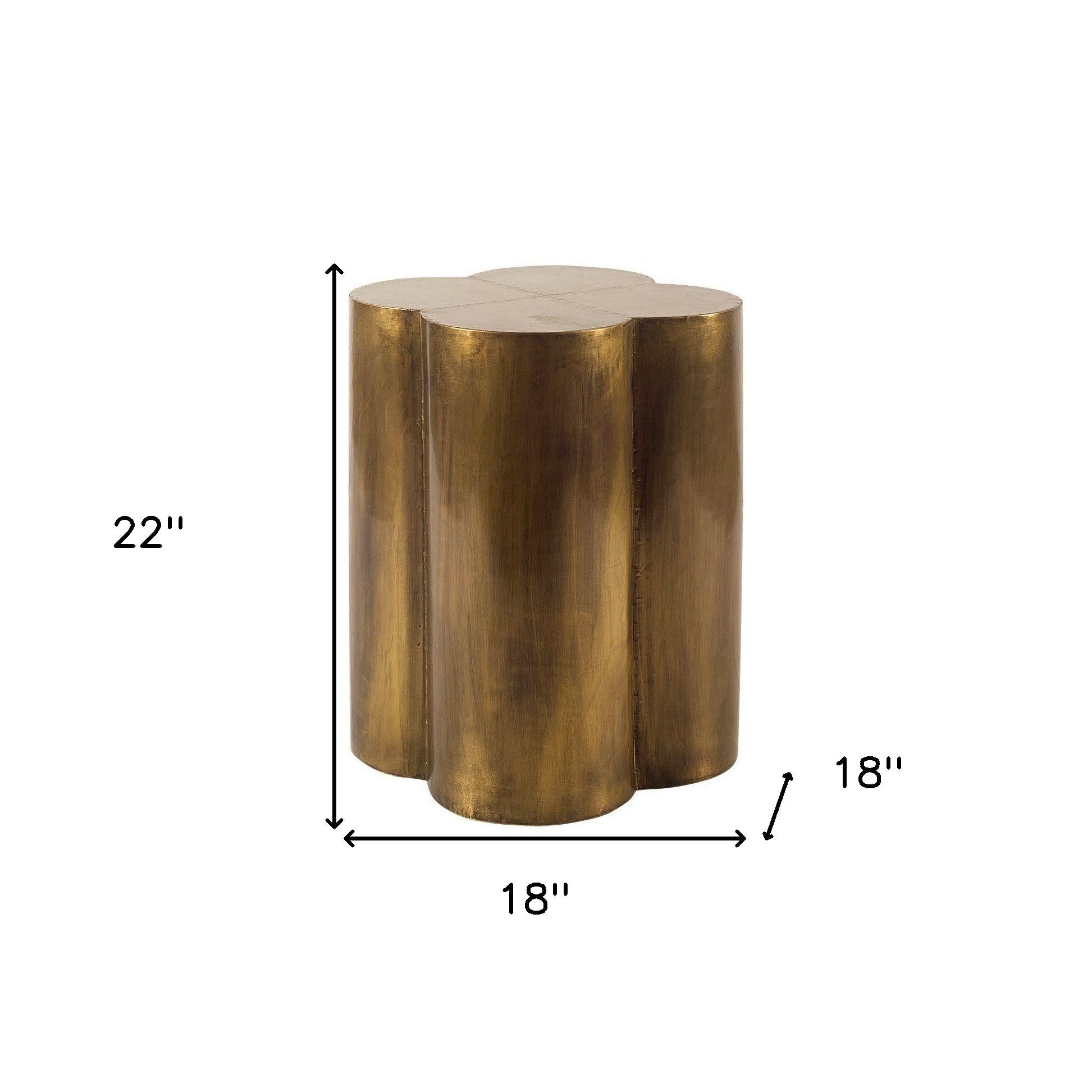 22" Brass And Antique Brass Brass End Table - GreatEagleInc