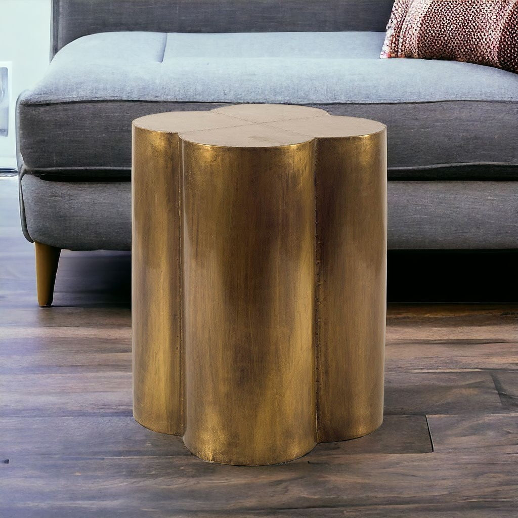 22" Brass And Antique Brass Brass End Table - GreatEagleInc